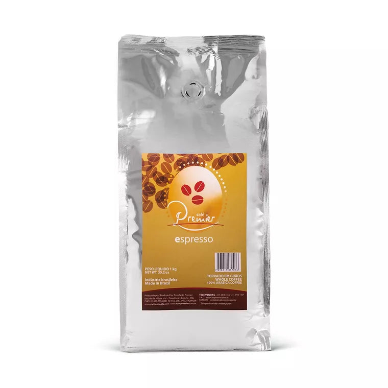 Café Premier Espresso em Grãos 1kg – 100% Arábica, Torrado