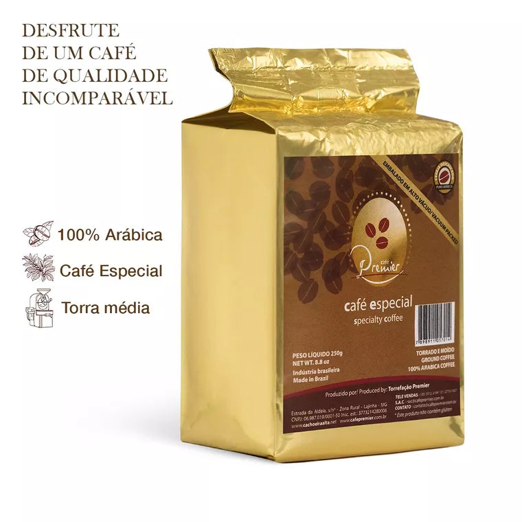 Café Premier Especial 250g em Pó à Vácuo – 100% Arábica, Torra Média, Café Gourmet