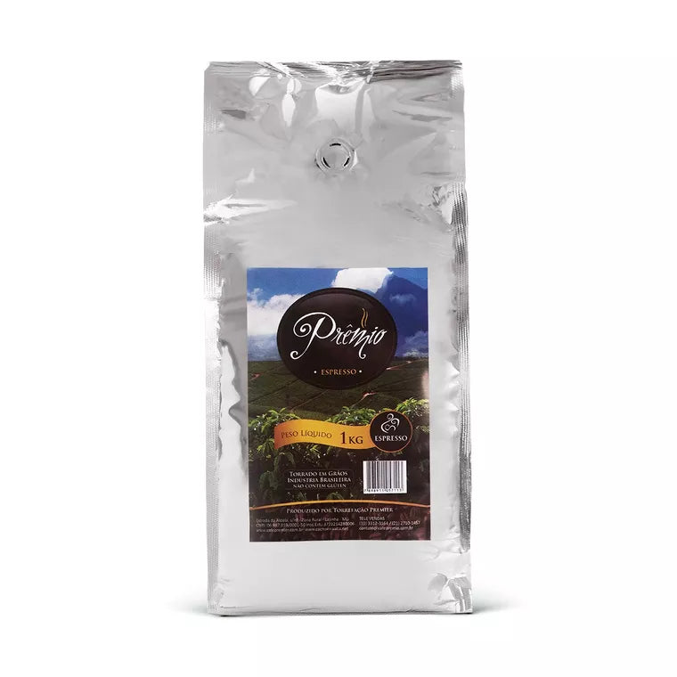 Café Prêmio em Grãos 1kg – Blend Arábica e Conilon, Sabor Intenso e Cremoso